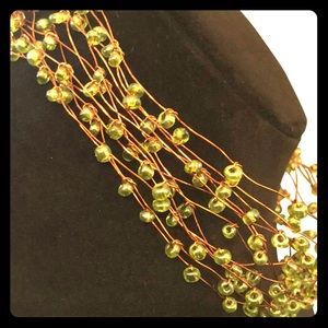 Mi Linea Green Beaded Copper Wire Choker NWOT